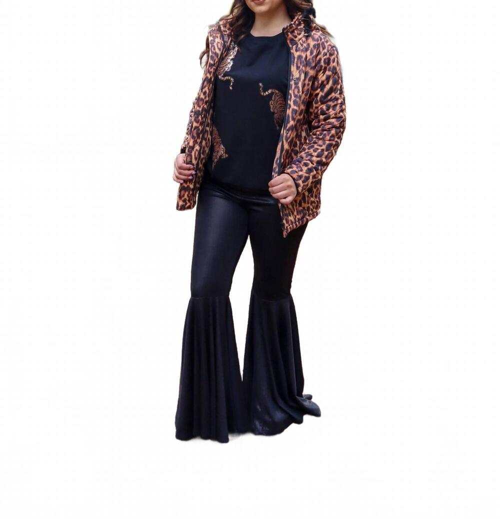 NEW GOLDEN carolina fur trimmed quilted jacket in leopard